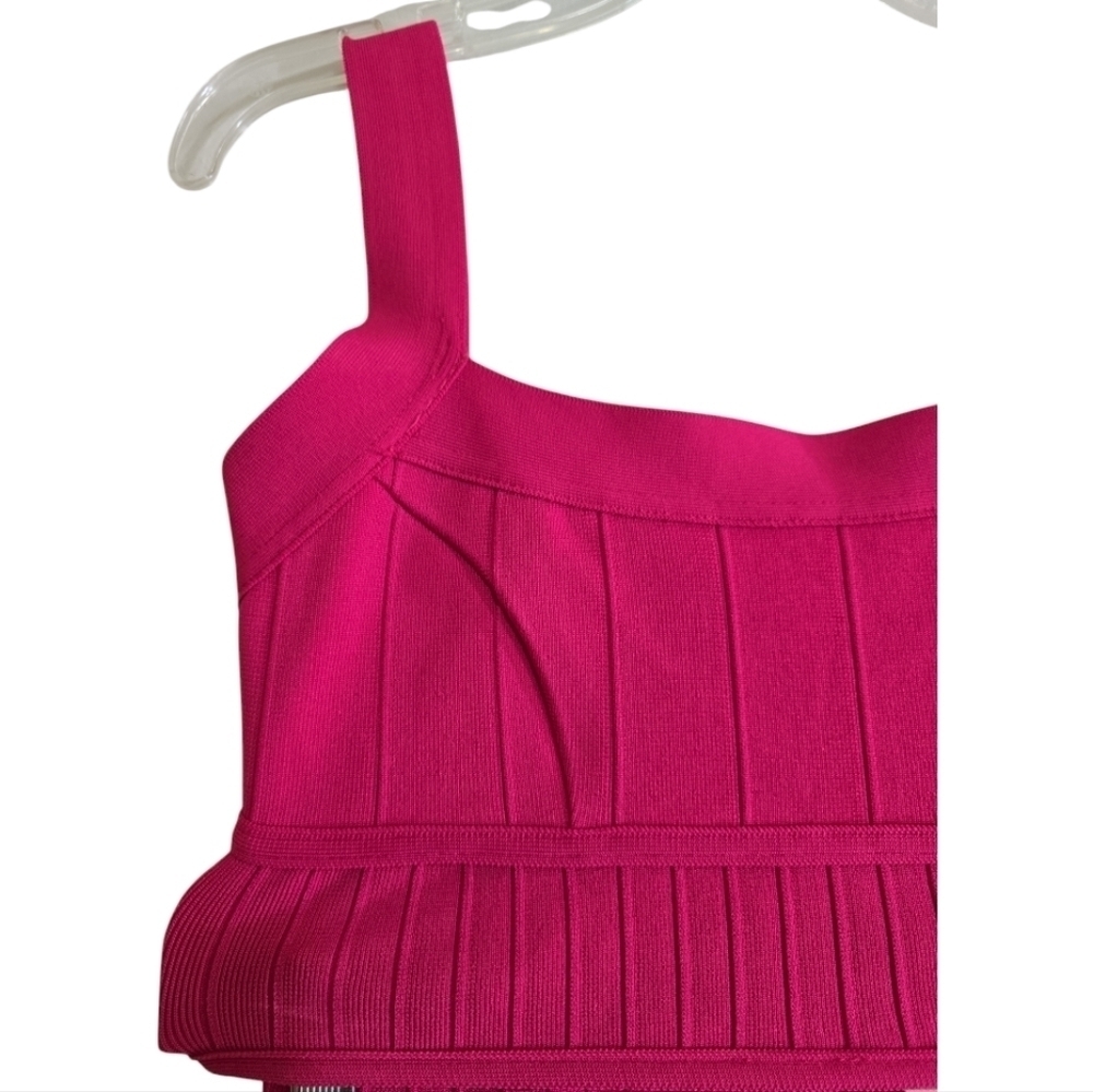 NWT Superdown Stella Bandage 2-piece Set XS Pink Ribbed Exposed Zippers - Picture 4 of 12